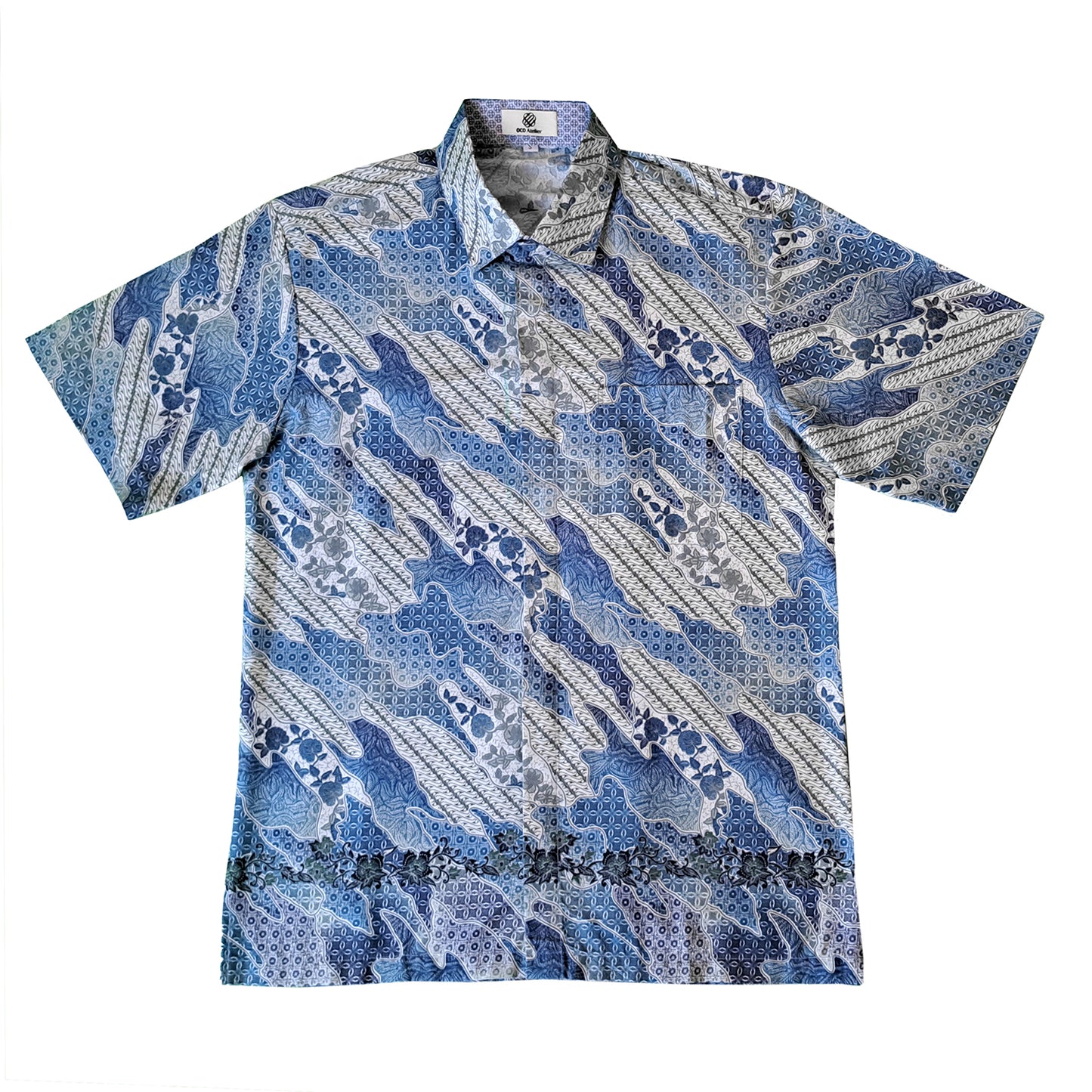 Singapore Modern batik shirts for men: Concealed pocket well tailored, unique prints. short sleeve Batik shirt.