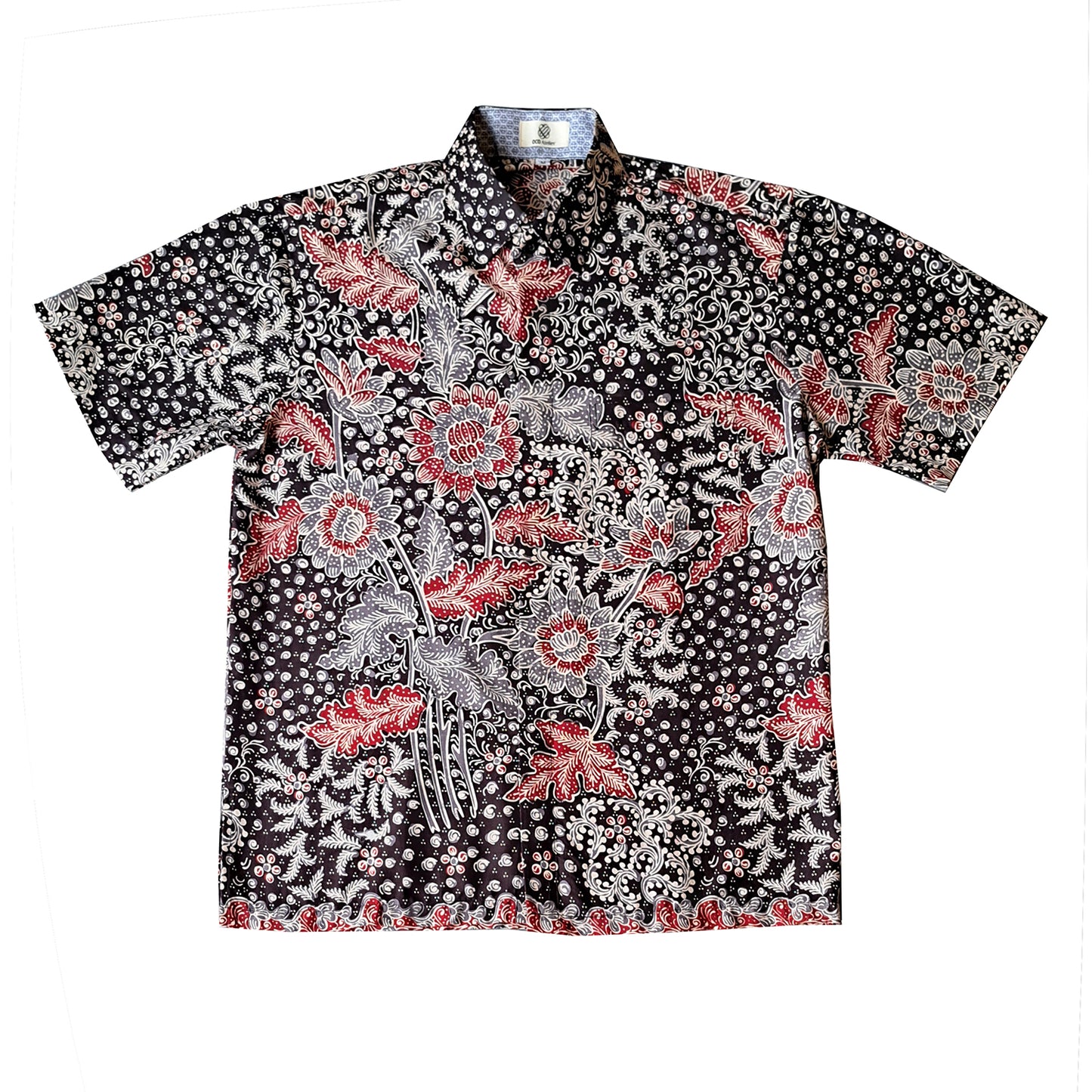 Singapore Modern batik shirts for men: Concealed pocket well tailored, unique prints. short sleeve Batik shirt.