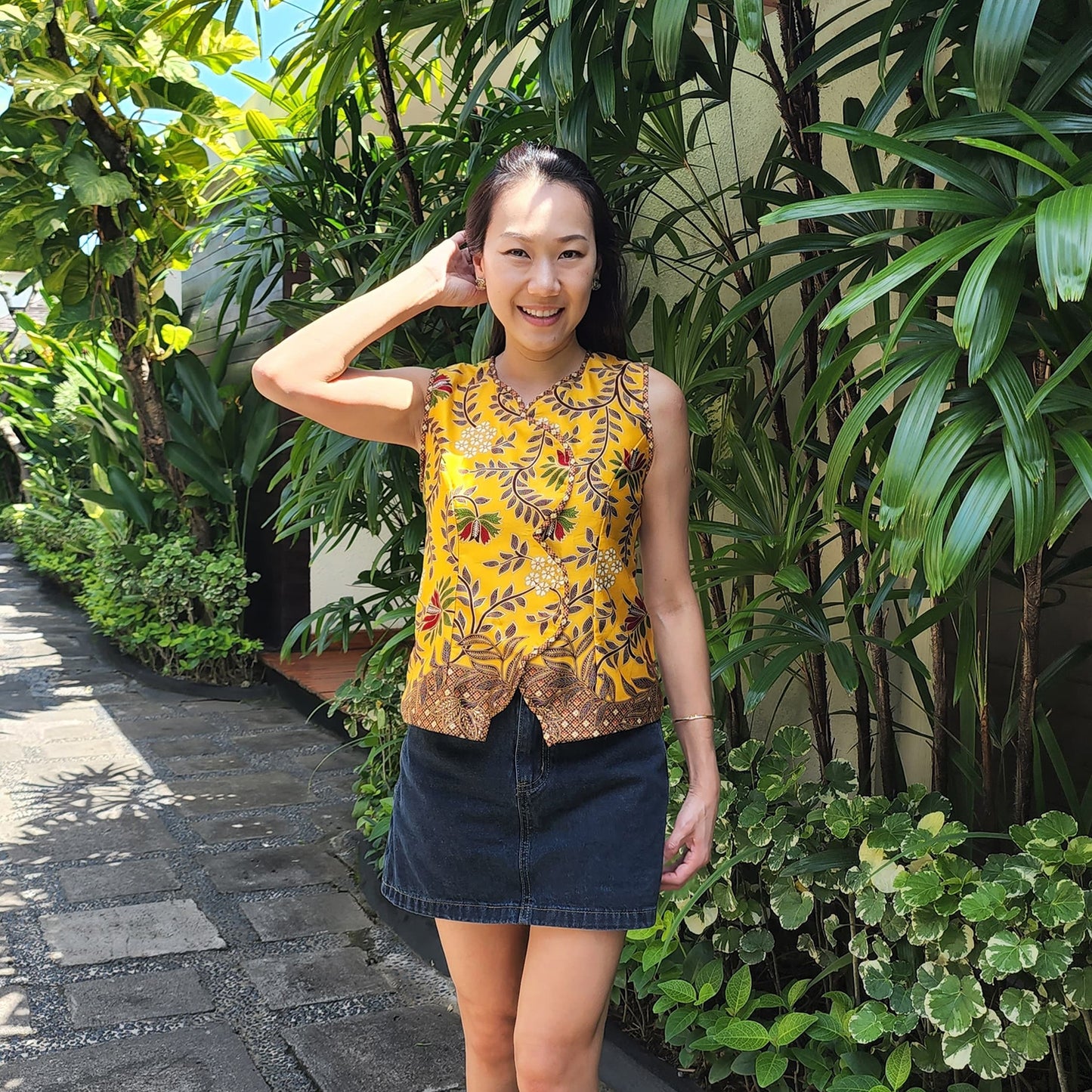 Oco, ocoatelier, batik, sg, singapore, modern, modern batik, batik ladies, classy batik, red blouse, peplum, classy blouse, everyday batik, batik for occasion, ladies batik, batiklover, vibrant, blouse
