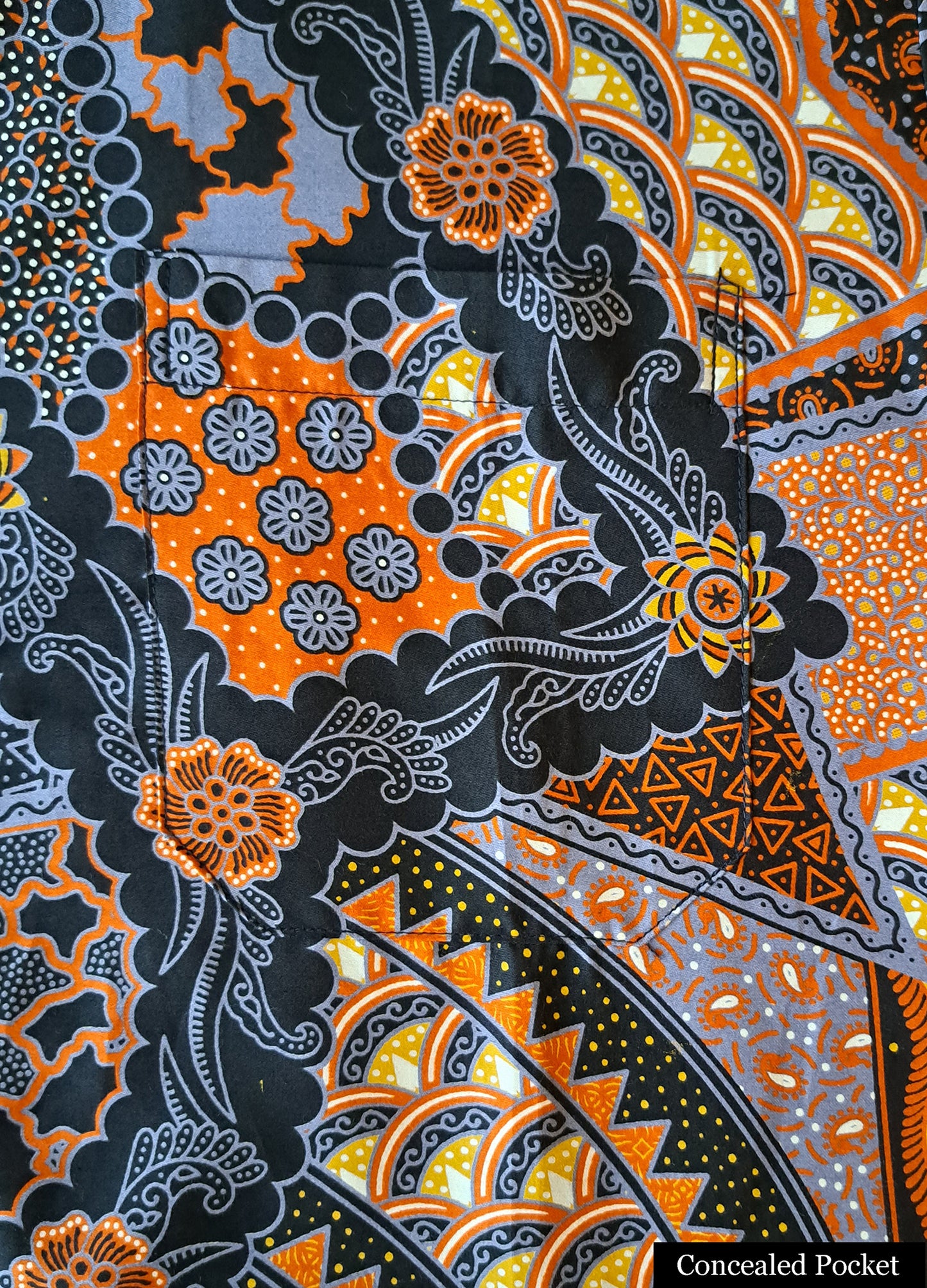 Singapore Modern batik shirts for men: Concealed pocket well tailored, unique prints. short sleeve Batik shirt. Colourful Artistic Batik Men Shirt.