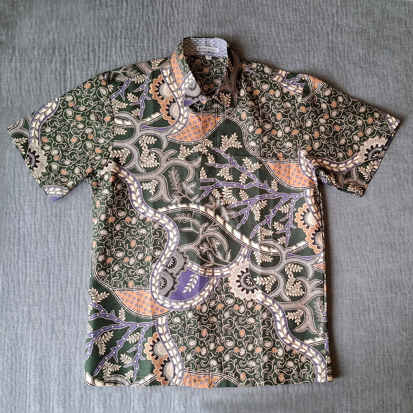 Singapore Batik, Batik shirt, tailored shirt, colourful shirt, sgbatik, batik lover, unique batik, vibrant shirt, stunning shirt, everyday shirt, one-of-a-kind, long sleeves, collar shirt, short sleeves