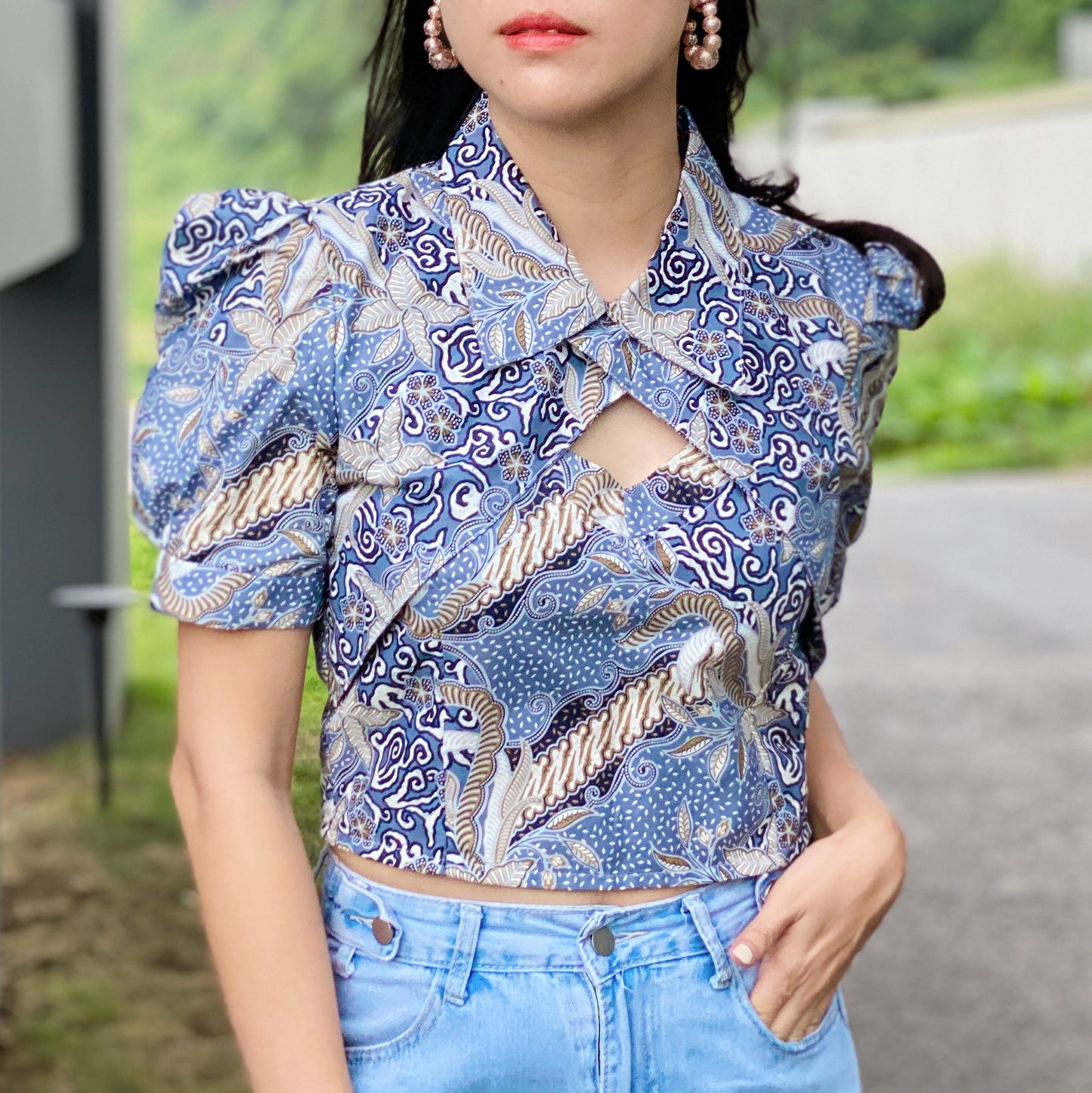 modern classic batik blouse for ladies in singapore. Elegant and modern for batik lover.