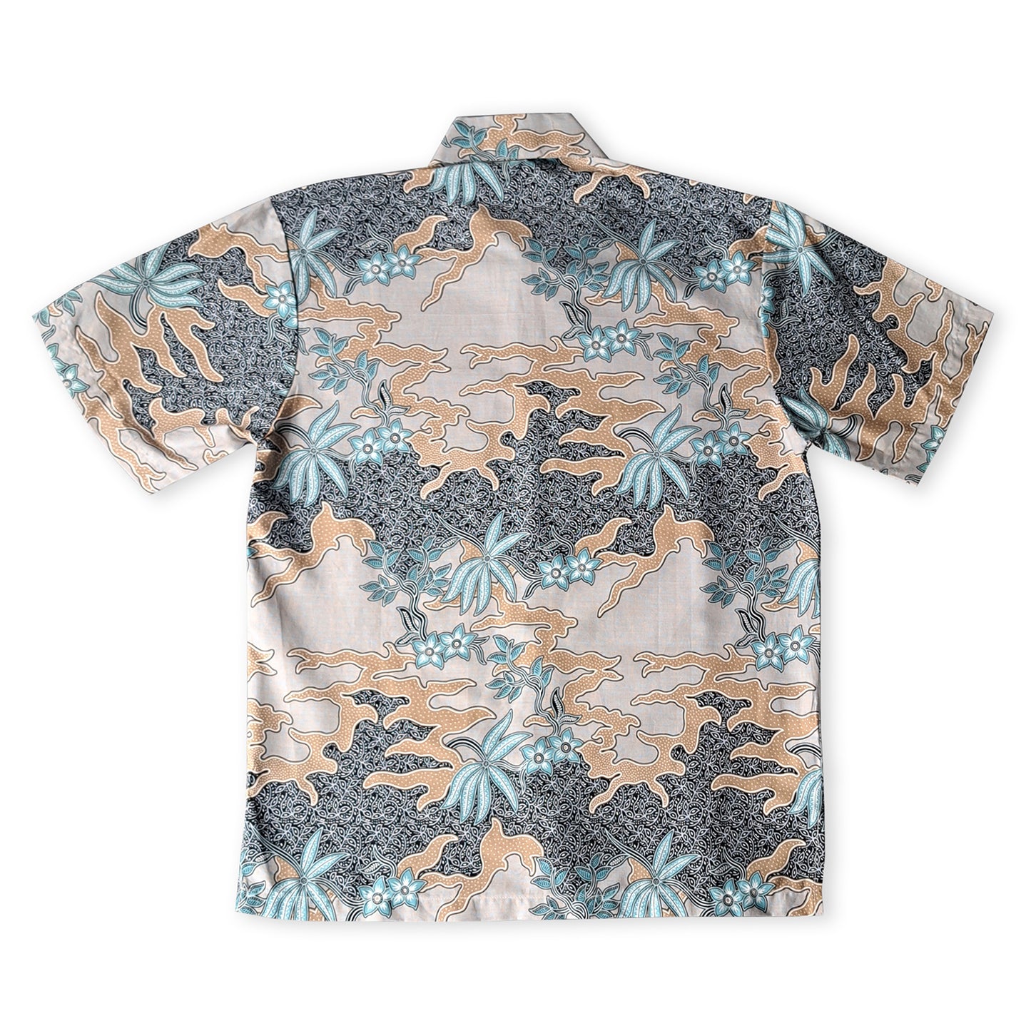 Singapore Modern batik shirts for men: Concealed pocket well tailored, unique prints. short sleeve Batik shirt. Japanese inspired batik graphic.