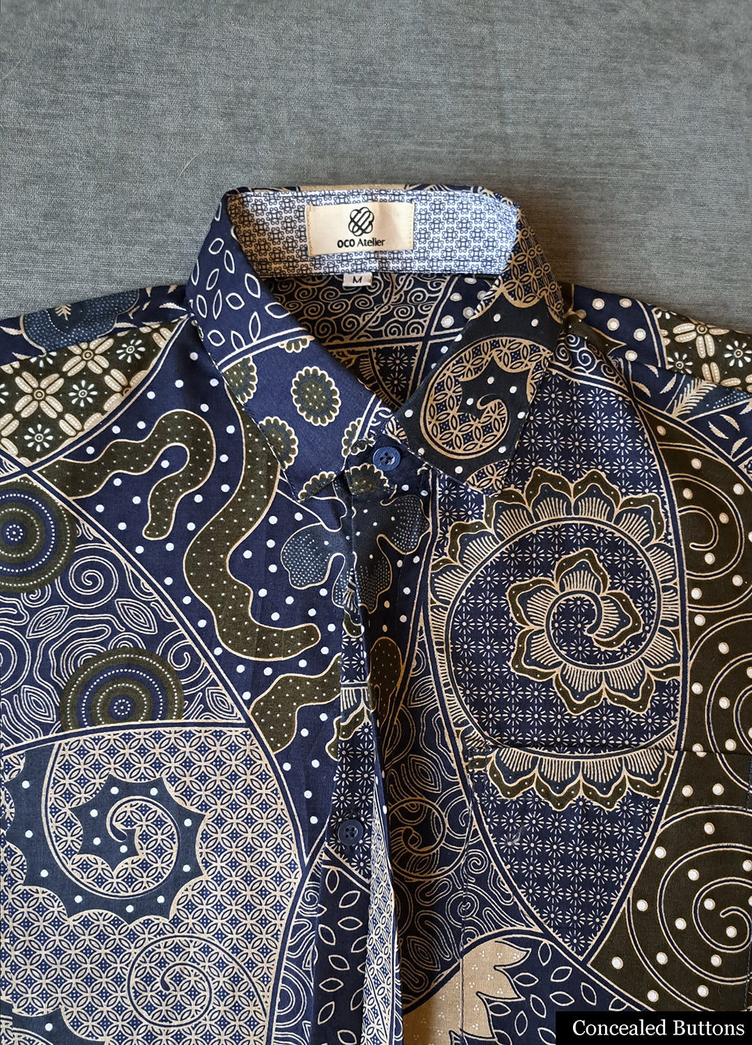 Modern batik shirts for men: Concealed pocket, tailored, unique prints