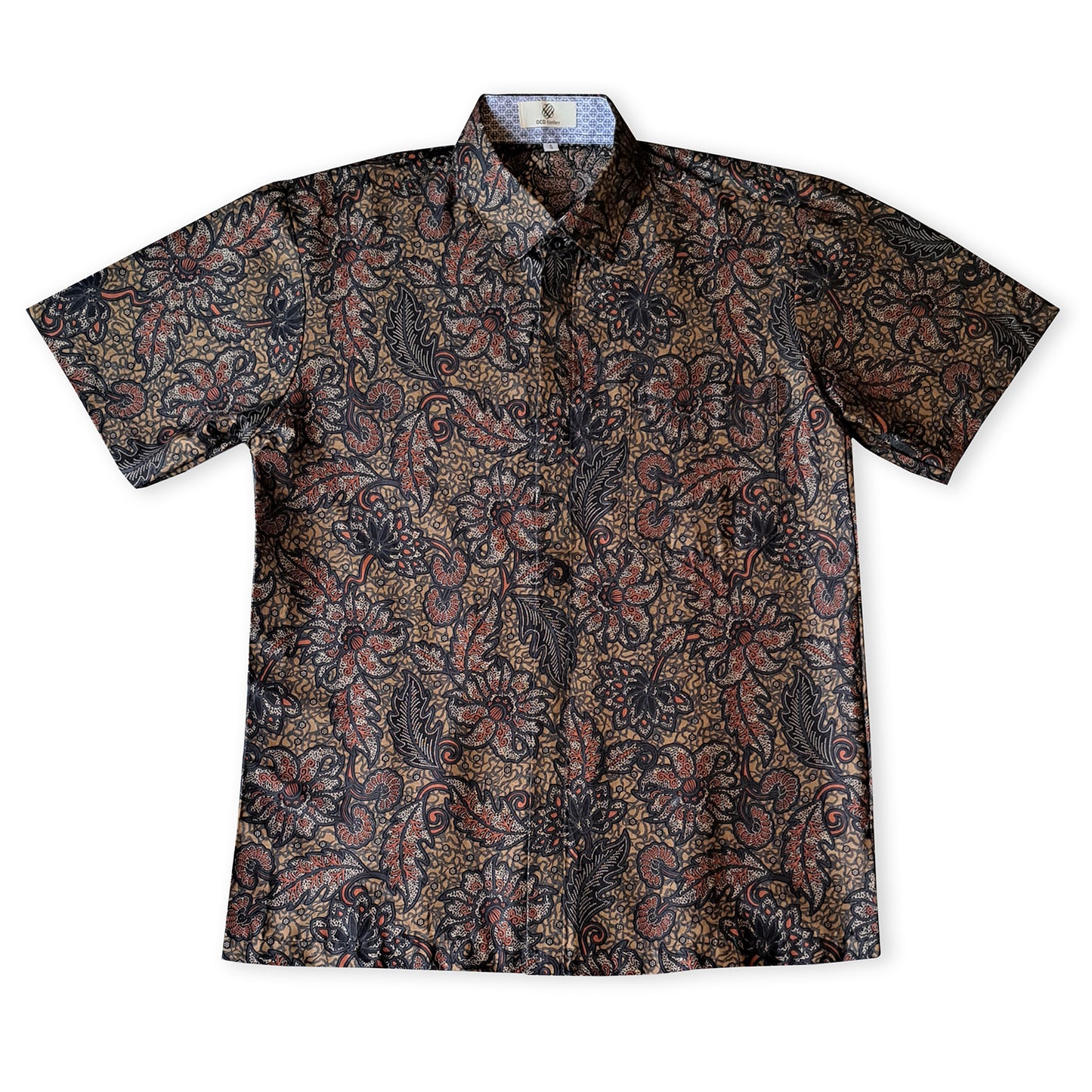 Singapore Modern batik shirts for men: Concealed pocket well tailored, unique prints. short sleeve Batik shirt. 