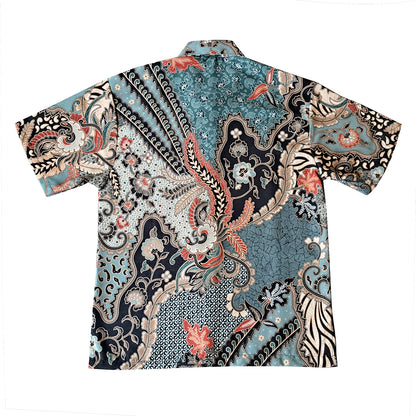 Singapore Modern batik shirts for men: Concealed pocket well tailored, unique prints. short sleeve Batik shirt. 