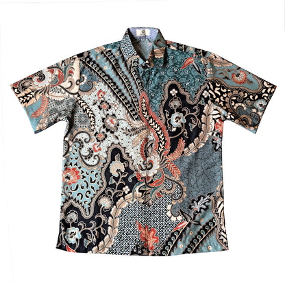 Singapore Modern batik shirts for men: Concealed pocket well tailored, unique prints. short sleeve Batik shirt. 