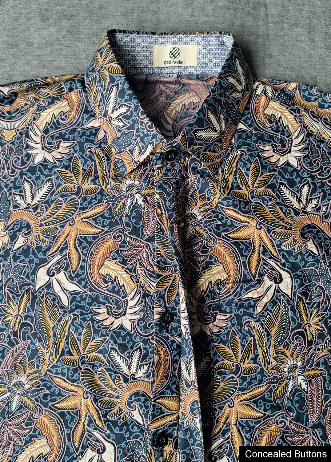 Singapore Modern batik shirts for men: Concealed pocket well tailored, unique prints. short sleeve Batik shirt. 