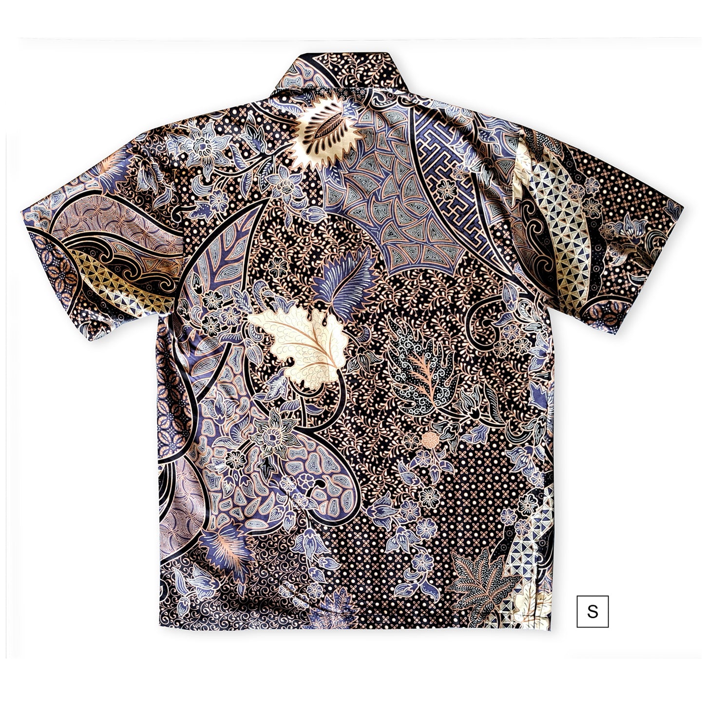 Singapore Modern batik shirts for men: Concealed pocket well tailored, unique prints. short sleeve Batik shirt.  Nature and floral prints.