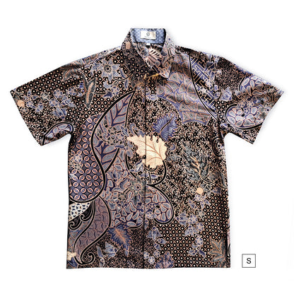 Singapore Modern batik shirts for men: Concealed pocket well tailored, unique prints. short sleeve Batik shirt.  Nature and floral prints.