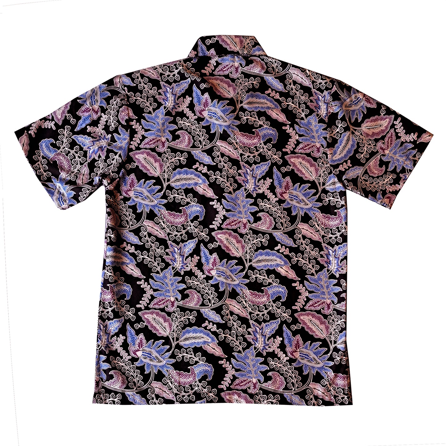 Singapore Modern batik shirts for men: Concealed pocket well tailored, unique prints. short sleeve Batik shirt.  Nature and floral prints.