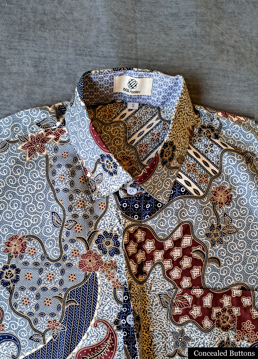 Singapore Modern batik shirts for men: Concealed pocket well tailored, unique prints. short sleeve Batik shirt.  Unique and One of a kind Men Shirt.