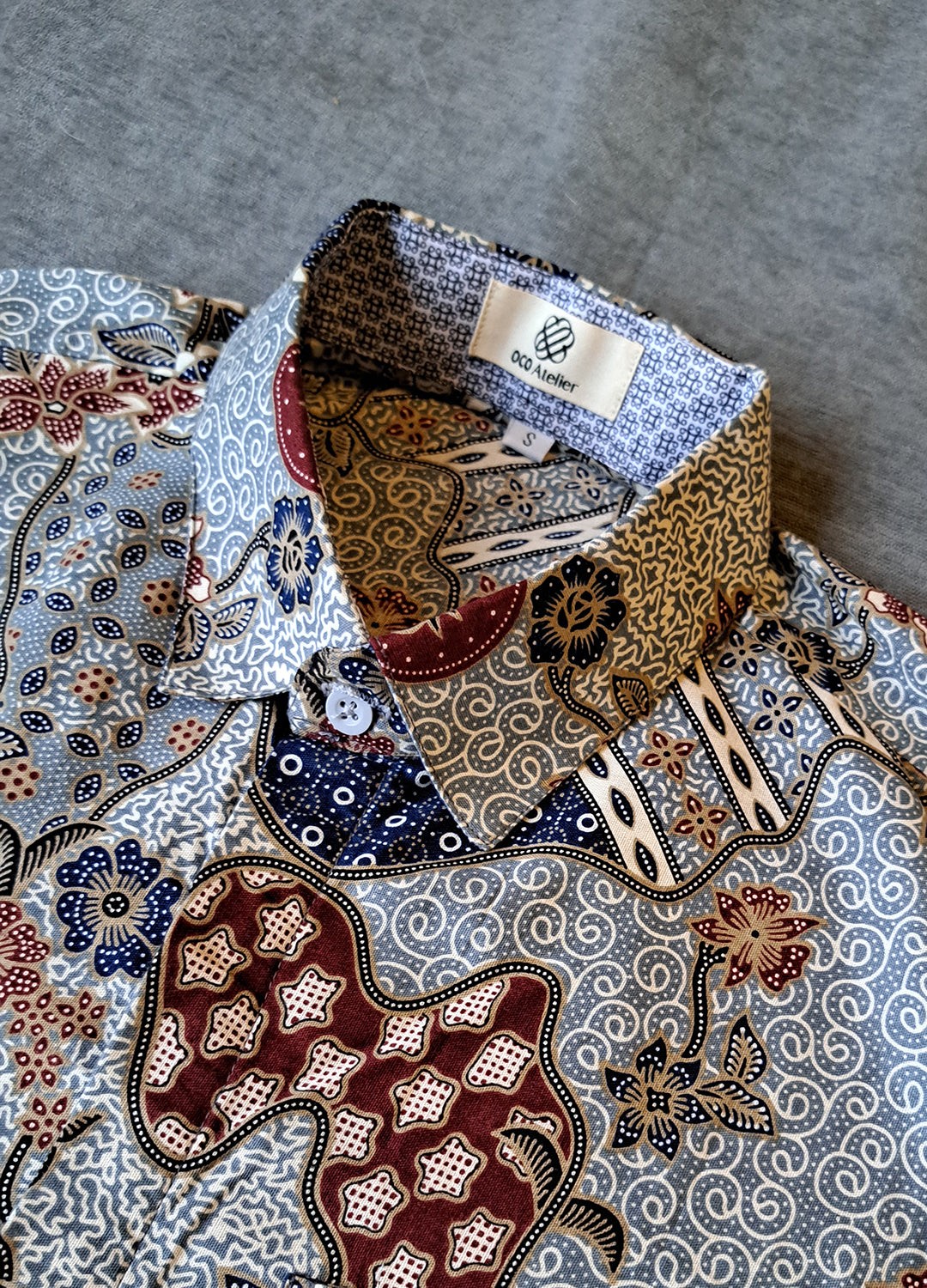 Singapore Modern batik shirts for men: Concealed pocket well tailored, unique prints. short sleeve Batik shirt.  Unique and One of a kind Men Shirt.