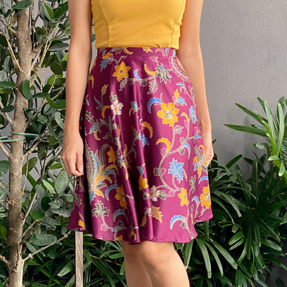 Maroon Twirl | Flowy Batik Skirt