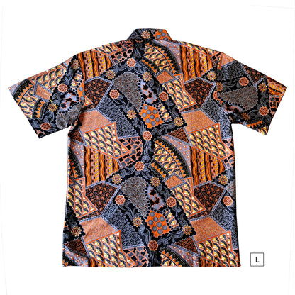 Singapore Modern batik shirts for men: Concealed pocket well tailored, unique prints. short sleeve Batik shirt.  Colourful Artistic Batik Men Shirt.