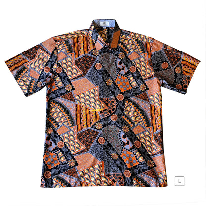 Singapore Modern batik shirts for men: Concealed pocket well tailored, unique prints. short sleeve Batik shirt.  Colourful Artistic Batik Men Shirt.