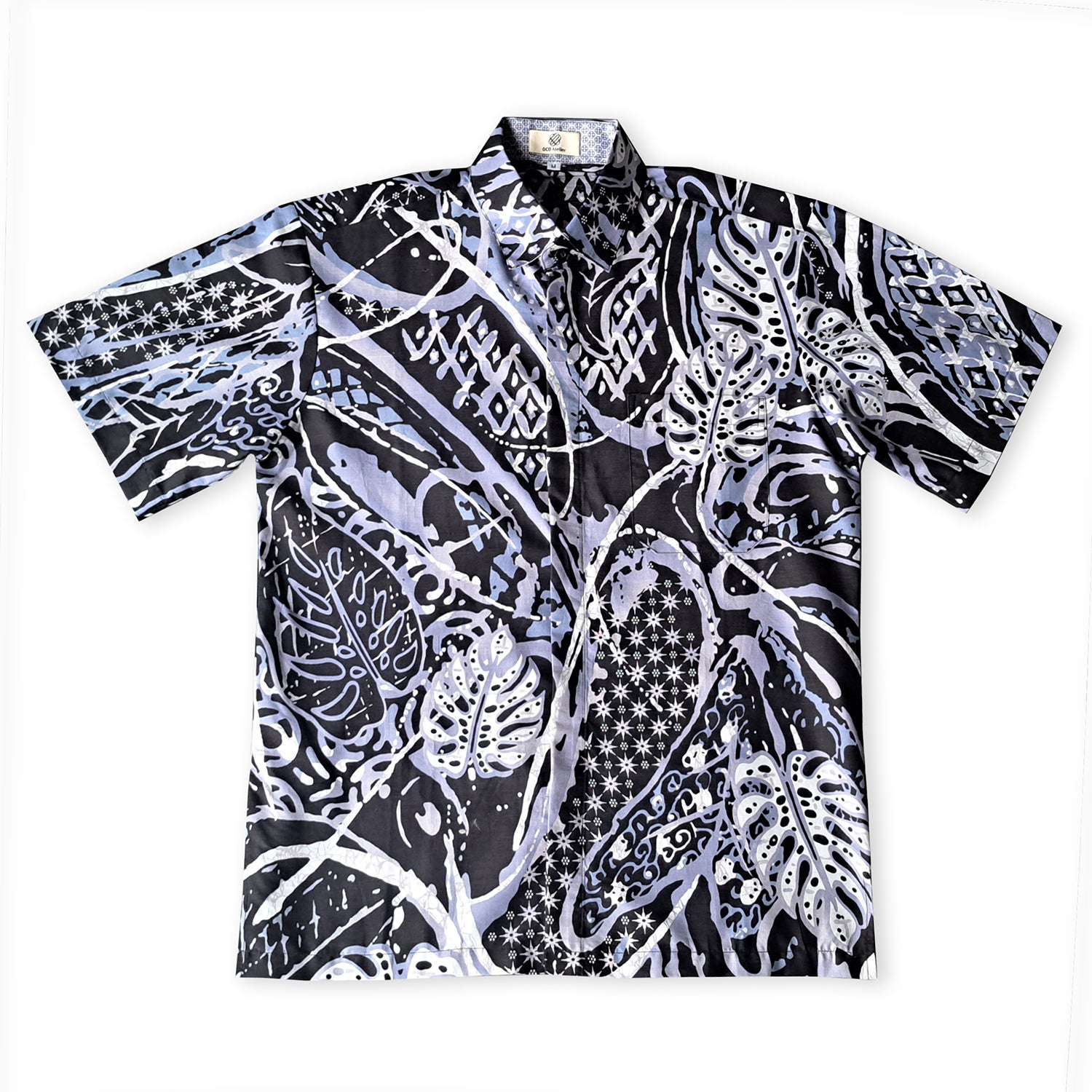 Singapore Modern batik shirts for men: Concealed pocket well tailored, unique prints. short sleeve Batik shirt.  Batik for everyday wear.