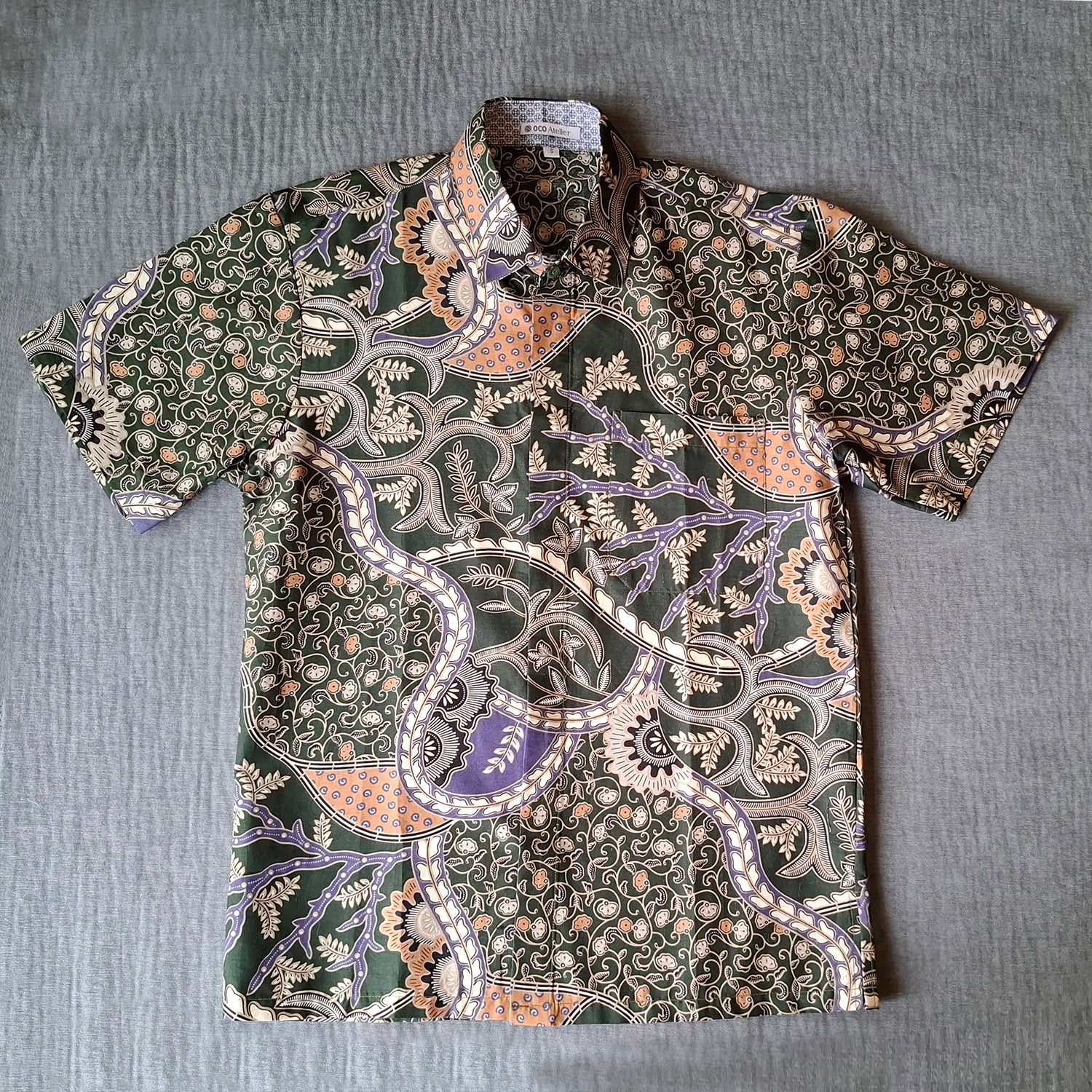Singapore Batik, Batik shirt, tailored shirt, colourful shirt, sgbatik, batik lover, unique batik, vibrant shirt, stunning shirt, everyday shirt, one-of-a-kind, long sleeves, collar shirt, short sleeves