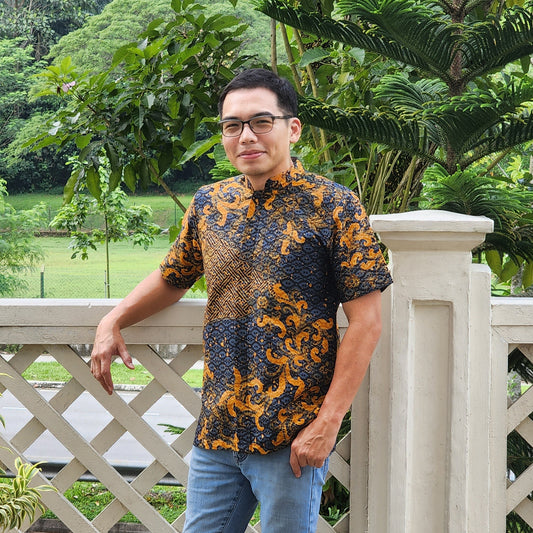 OCO, oco atelier, Batik, modern batik, men batik, men, shirt, tailored shirt, custom, unique, vibrant, sg, singapore, sgbatik, batikshirt, short sleeve batik, modern Collar, oriental shirt, stylish batik, modern man