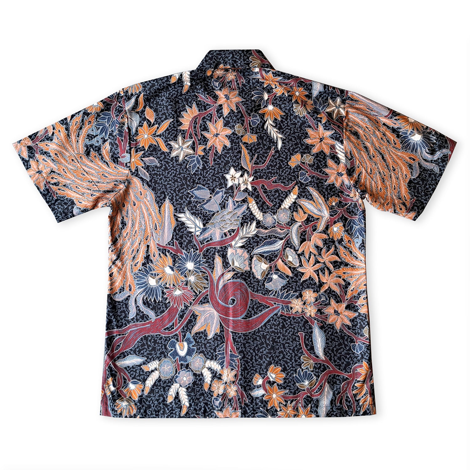 Singapore Modern batik shirts for men: Concealed pocket well tailored, unique prints. short sleeve Batik shirt.  Phoenix Batik shirt.