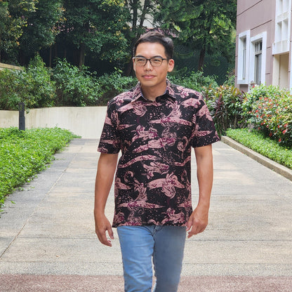OCO, oco atelier, Batik, modern batik, men batik, men, shirt, tailored shirt, custom, unique, vibrant, sg, singapore, sgbatik, batikshirt, short sleeve batik, modern Collar, oriental shirt, stylish batik, modern man